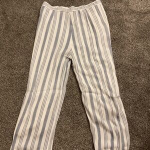 Blue and White lightweight striped summer pant